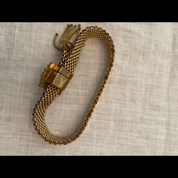 Vintage cameo mesh gold slide bracelet - Picture 4 of 5